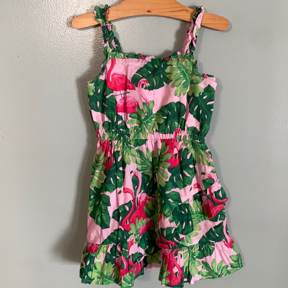 Janie and Jack 4T Pink Flamingo Palm Dress